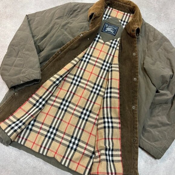 Burberry Vintage 90s hunter jacket cordury Classic beige monogram - Picture 2 of 6